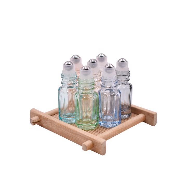 octangle shape refillable empty cute 3ml custom glass roll on bottle for perfume