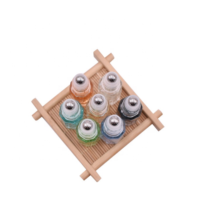 octangle shape refillable empty cute 3ml custom glass roll on bottle for perfume