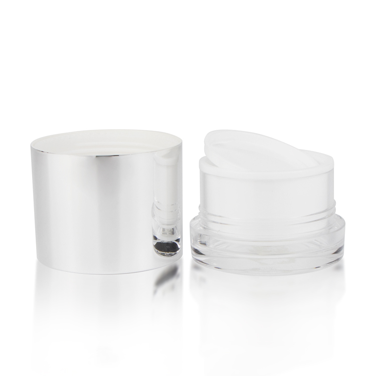 oem 5 gram 10 gram acrylic jar mini plastic round cosmetics eye face cream empty container jars with silver plastic lids