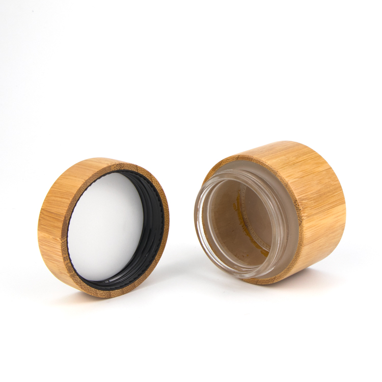 oem High quality cosmetic container 10g 20g 30g 50g 60g 100g bamboo wood cosmetic plastic cream jar with bamboo lid  for cream