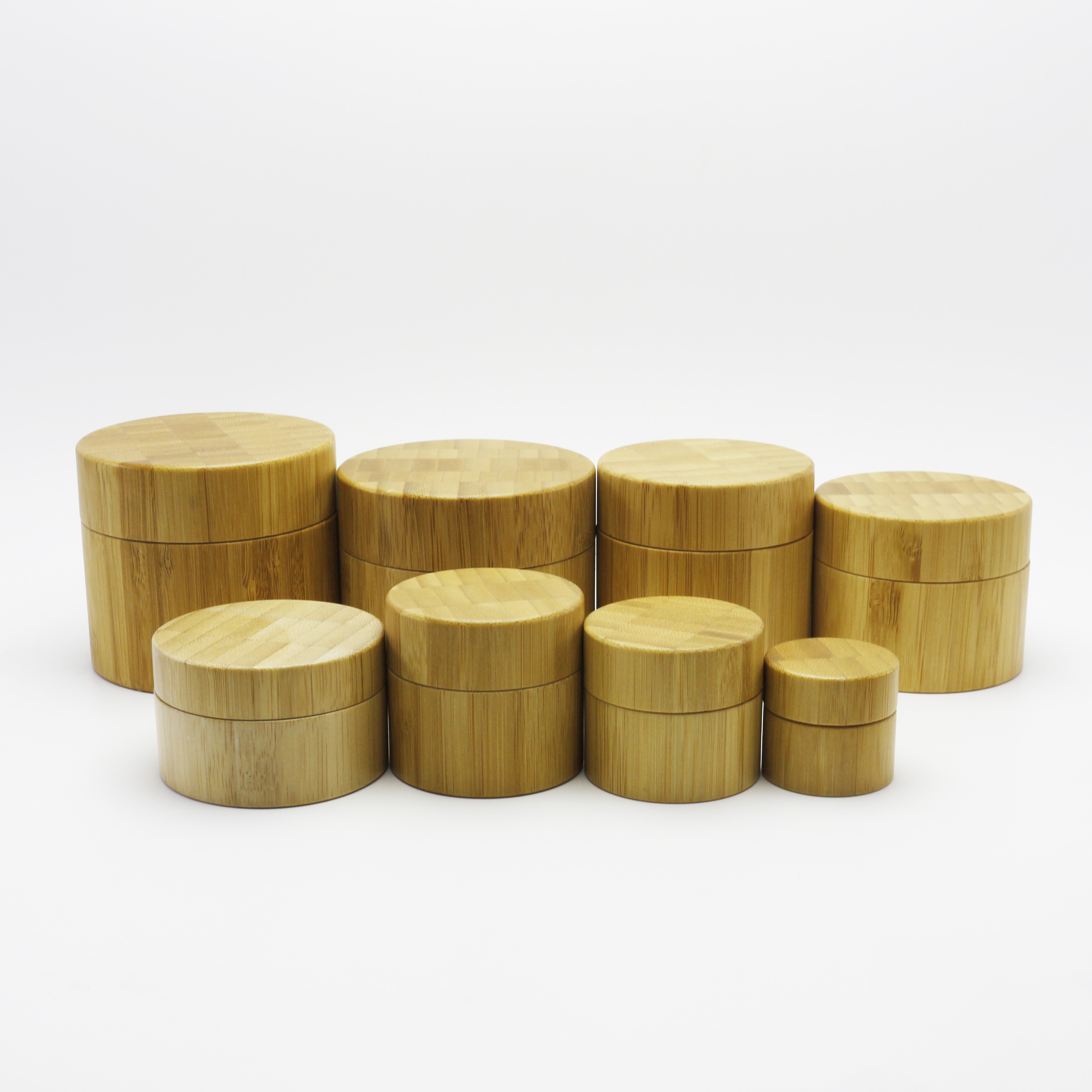 oem New fashion natural products round shape 10g 20g 30g 50g 60g 100g white plastic pp cosmetic bamboo cream jar BJ-379AN