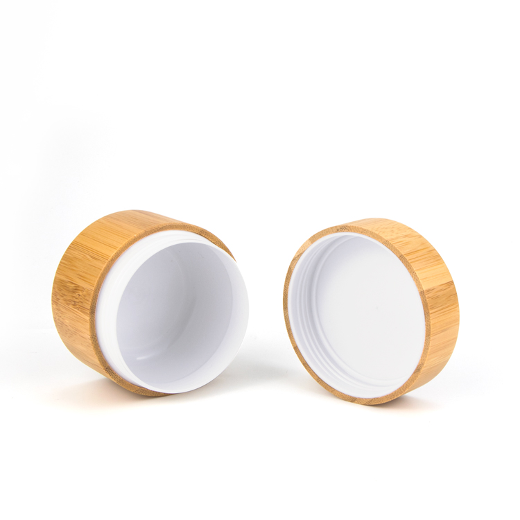 oem New fashion natural products round shape 10g 20g 30g 50g 60g 100g white plastic pp cosmetic bamboo cream jar
