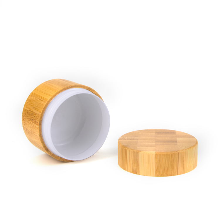 oem New fashion natural products round shape 10g 20g 30g 50g 60g 100g white plastic pp cosmetic bamboo cream jar