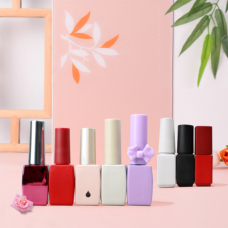 oem square gel frosted empty glass rose gold clear nail polish bottles with brush