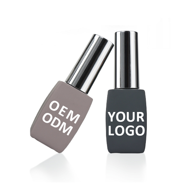 oem square gel frosted empty glass rose gold clear nail polish bottles with brush