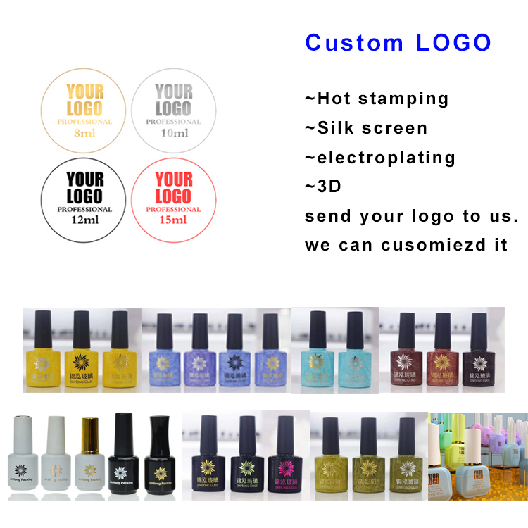 oem square gel frosted empty glass rose gold clear nail polish bottles with brush