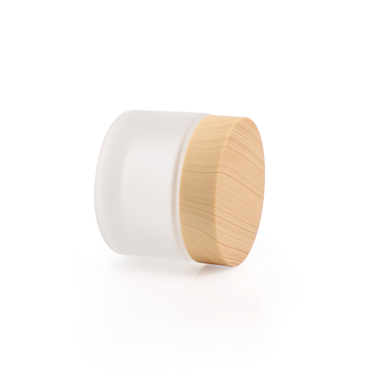 oem wholesale 30 g 50 g 100g 100% nature frosted cosmetic glass jar/wood jar with bamboo lid for skin care cream