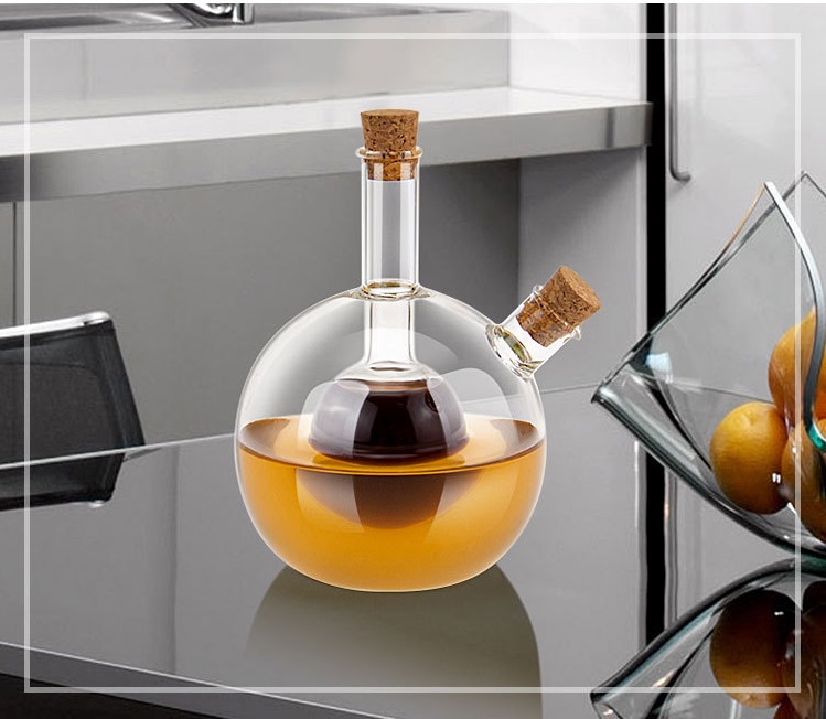 oil&vinegar Glass container double oil pots glass condiment bottles