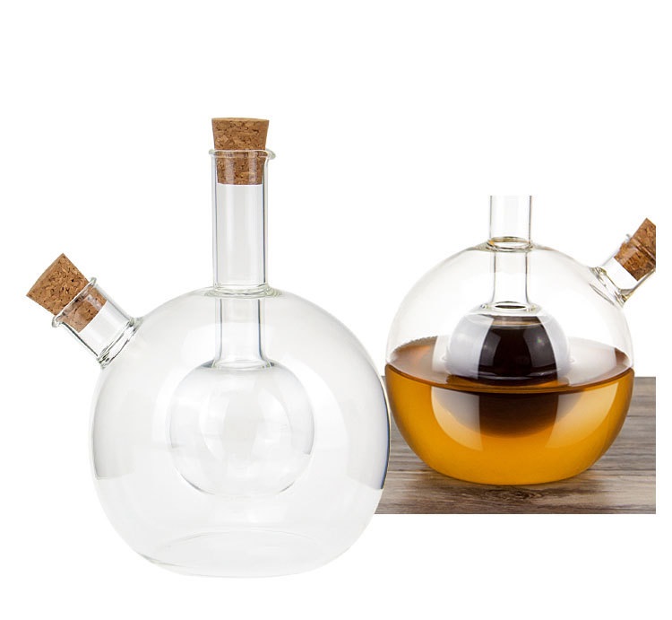 oil&vinegar Glass container double oil pots glass condiment bottles