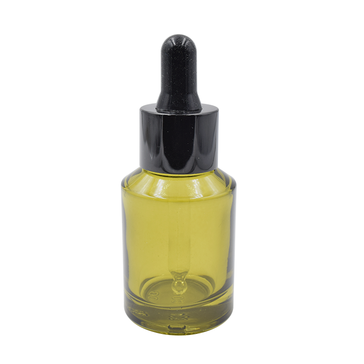 olive green glass dropper bottle15ml 30ml slant shoulder empty packaging oil bottle with rubber head dropper