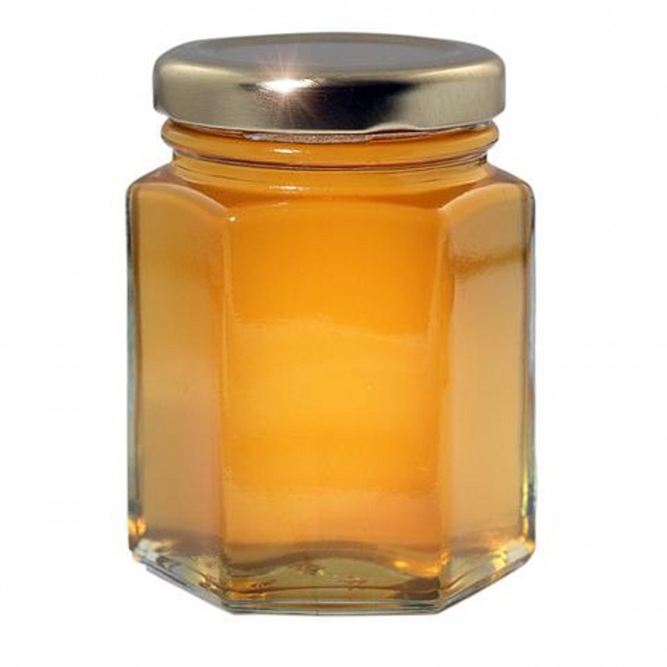 online selling wholesale honey glass jar   hexagonal glass pack for  sauce  spice  with metal lid  6 oz