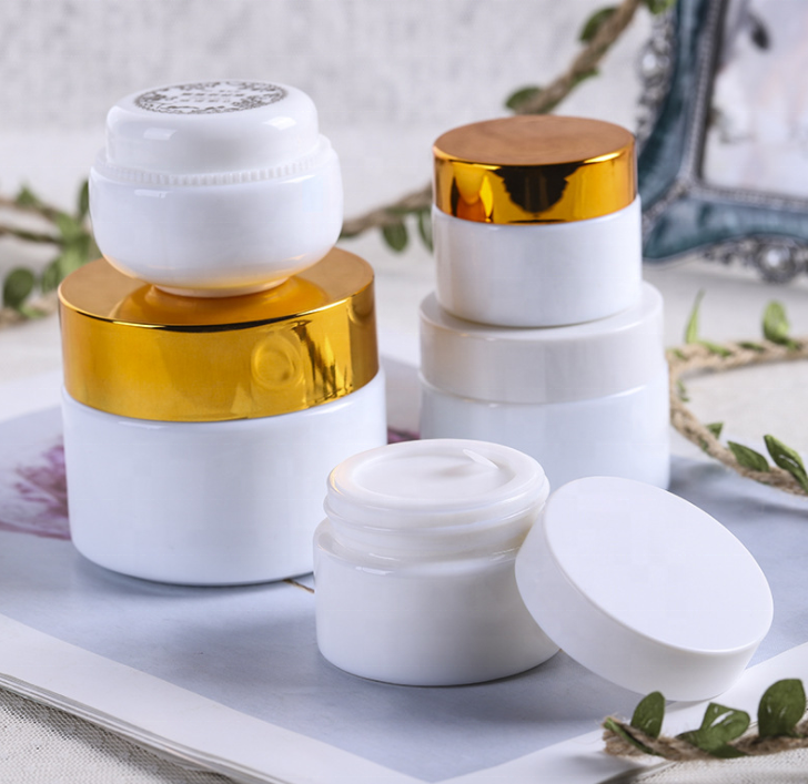 opal balm raw white material 20G 30G 50G lotion round bottle skin face cream glass jar emulsion gold ABS lid cosmetic