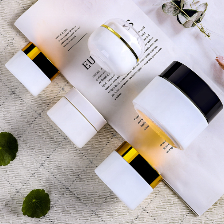 opal balm raw white material 20G 30G 50G lotion round bottle skin face cream glass jar emulsion gold ABS lid cosmetic