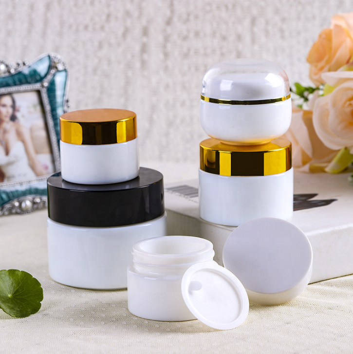 opal balm raw white material 20G 30G 50G lotion round bottle skin face cream glass jar emulsion gold ABS lid cosmetic