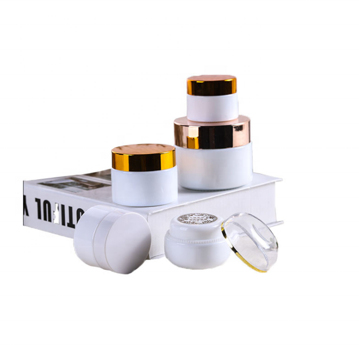 opal balm raw white material 20G 30G 50G lotion round bottle skin face cream glass jar emulsion gold ABS lid cosmetic