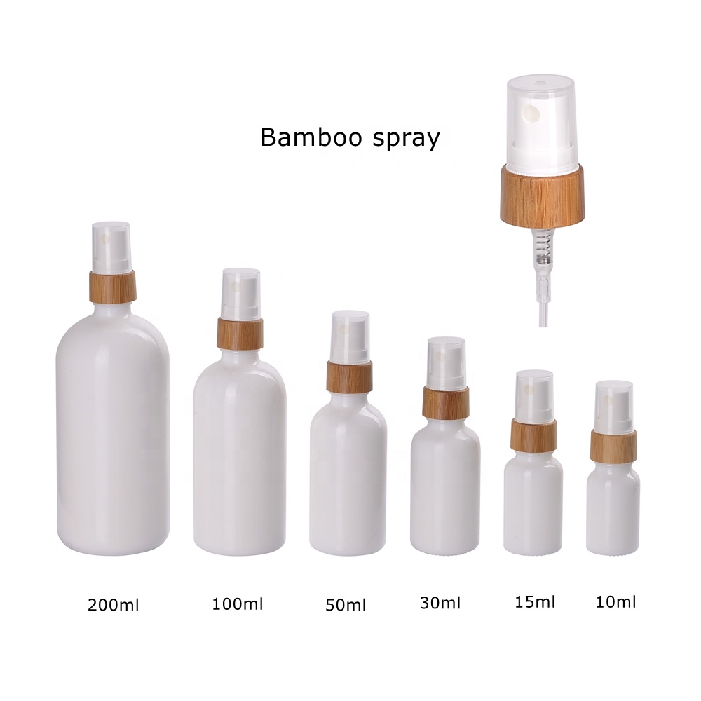 opal white glass 18mm bamboo spray for empty hair oil white glass bottles 10ml 15ml 30ml 50ml 100ml fine mist spray bottle