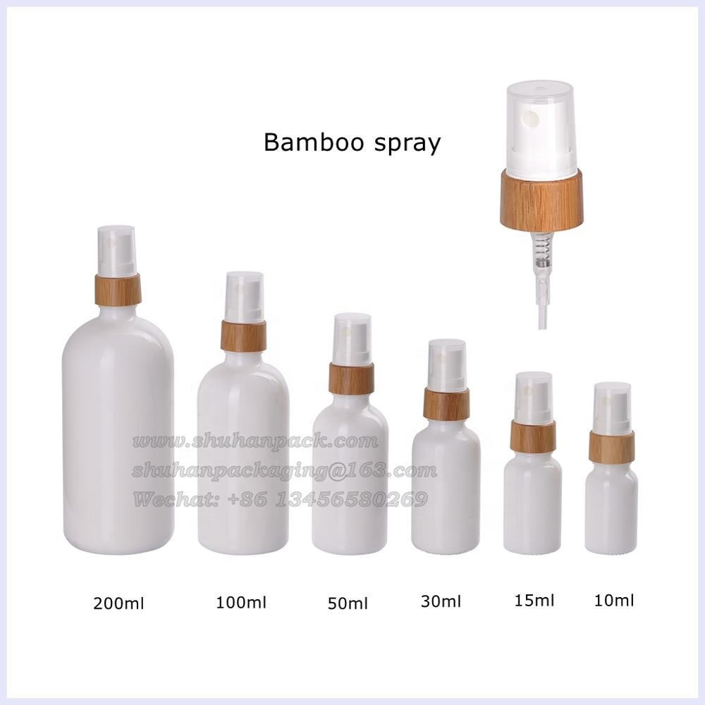 opal white glass bottles 100ml fine mist spray bottle with 18mm bamboo spray for alcohol