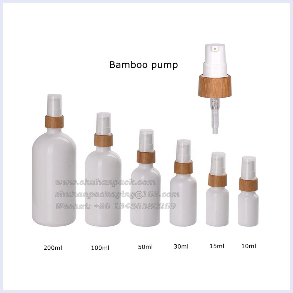 opal white glass bottles 100ml fine mist spray bottle with 18mm bamboo spray for alcohol
