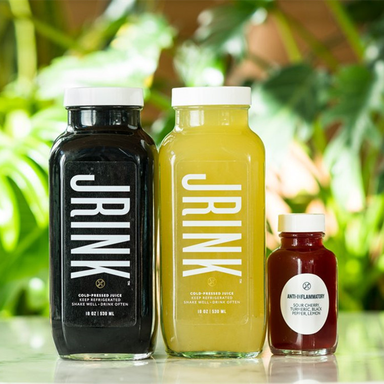 organic raw pressed daily 500ml glass beverage juice french square bottles 16oz with plastic aluminium cap