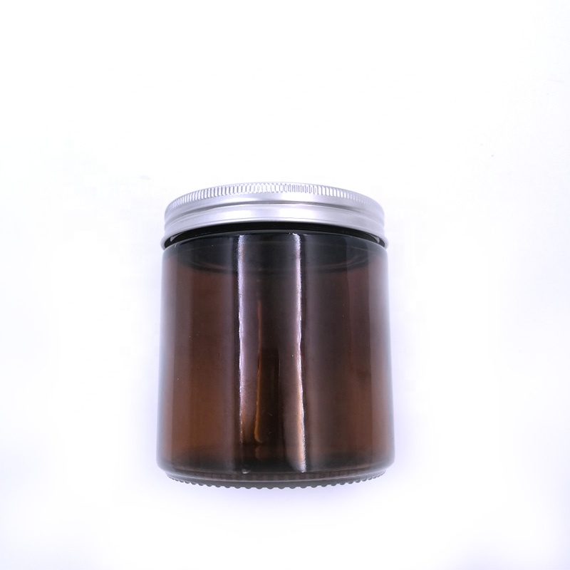 original brown glass material 400ml 500ml 16oz empty straight sided amber glass jar with metal aluminum lids weed cream cbd thc