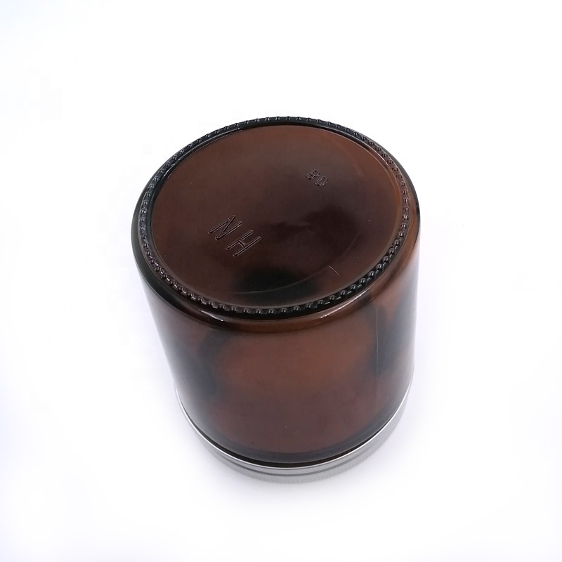 original brown glass material 400ml 500ml 16oz empty straight sided amber glass jar with metal aluminum lids weed cream cbd thc