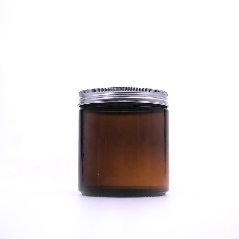 original brown glass material 400ml 500ml 16oz empty straight sided amber glass jar with metal aluminum lids weed cream cbd thc