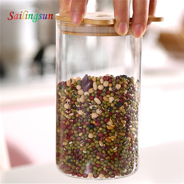 oversized cartoon design airtight bamboo lid handmade pyrex thermo glass jar