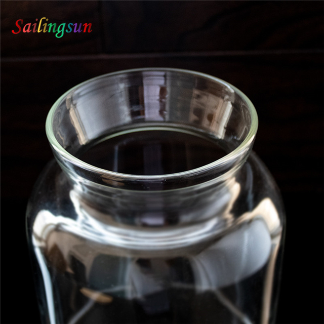 oversized classical design bamboo lid handmade pyrex glass jar