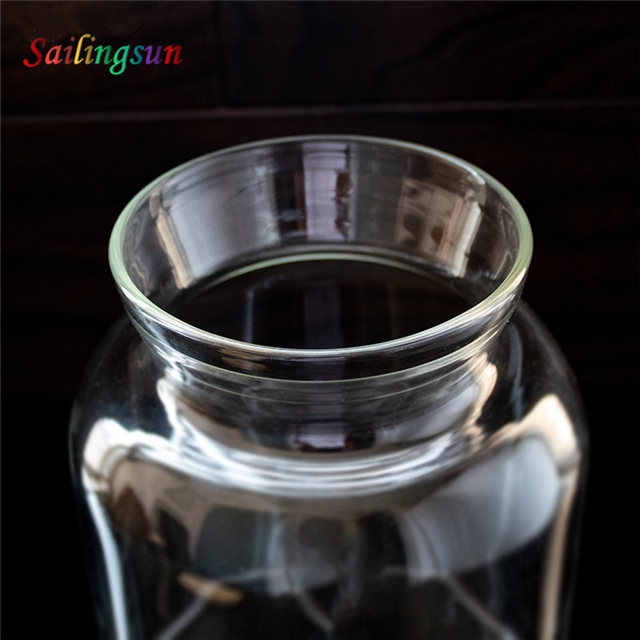 oversized classical design bamboo lid handmade pyrex glass jar