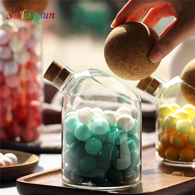oversized classical design cork ball lid handcraft pyrex glass candy jar