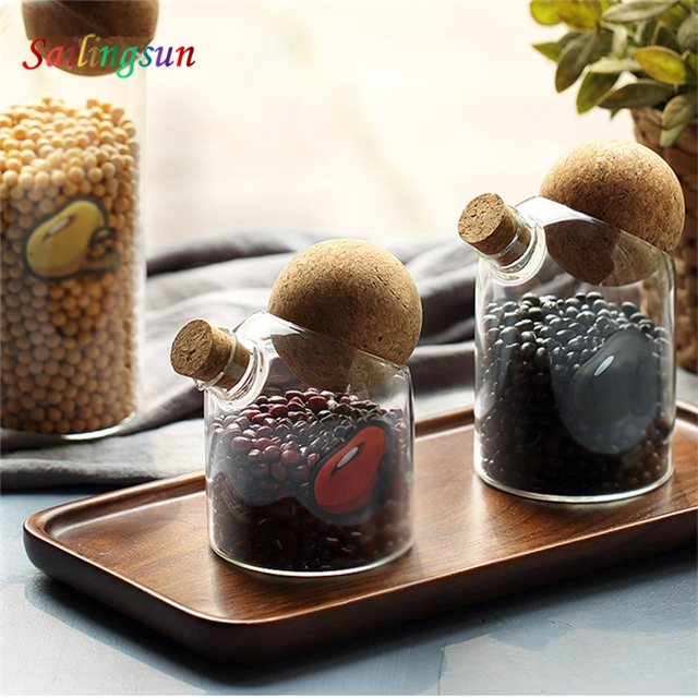 oversized classical design cork ball lid handcraft pyrex glass candy jar