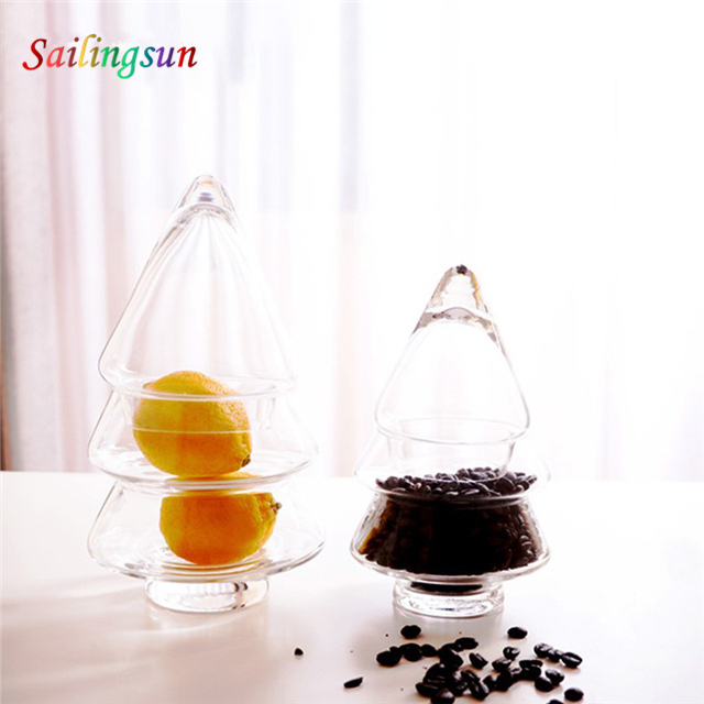 oversized stack up design with cover hand craft pyrex glass food storage jar