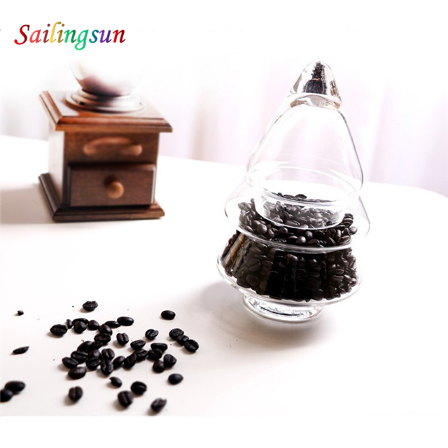 oversized stack up design with cover hand craft pyrex glass food storage jar