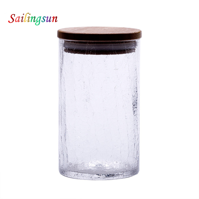 oversized thicked reinforced bottom bamboo lid handmade pyrex glass jar