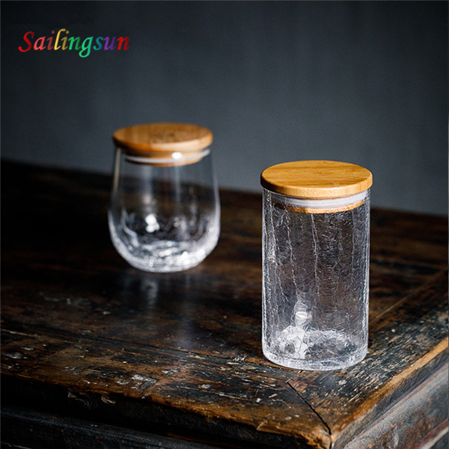 oversized thicked reinforced bottom bamboo lid handmade pyrex glass jar