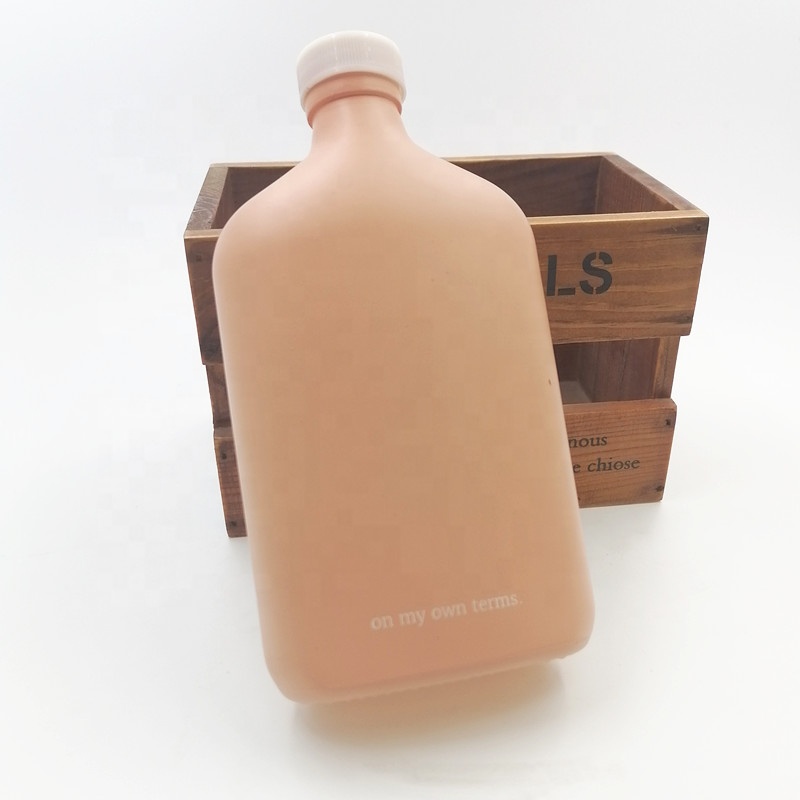 pantone design flat portable coffee kombucha cold juice beverage glass bottle with custom cap BPA free tritan 250ml 12oz