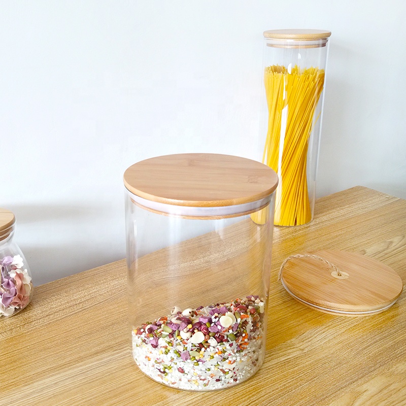 pantry bathroom and laundry glass jar with bamboo lid
