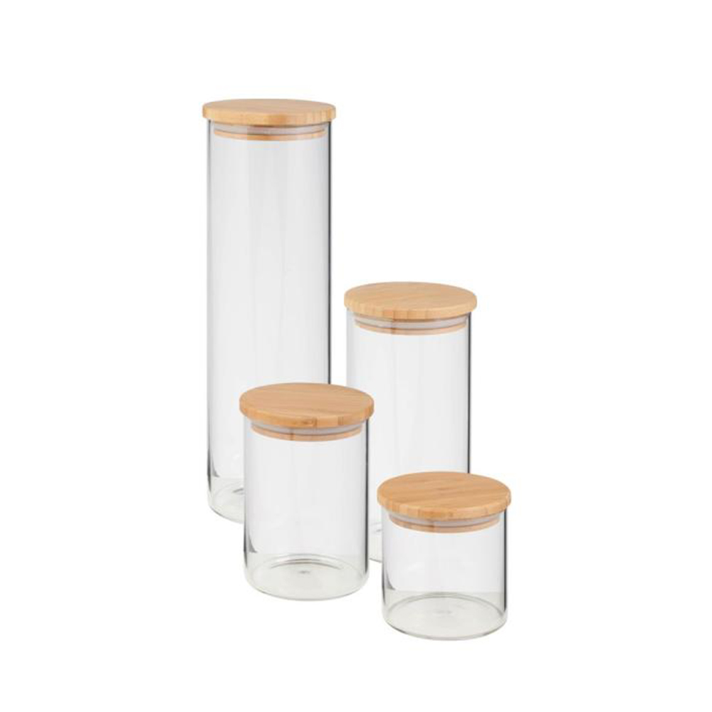 pantry glass containers / storage glass jars / stackable round glass canisters