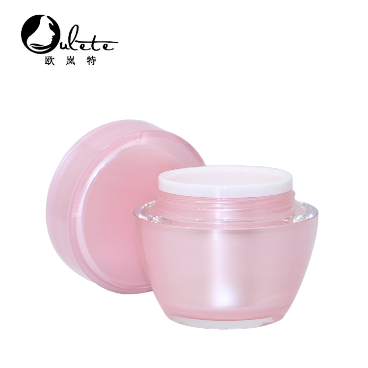 pearl pink acrylic empty cosmetic jar container plastic cream jar