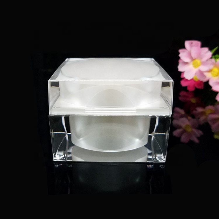 pearl white square beauty lip balm container 15g cream jar 30g 50g cosmetic scrub jar 80g