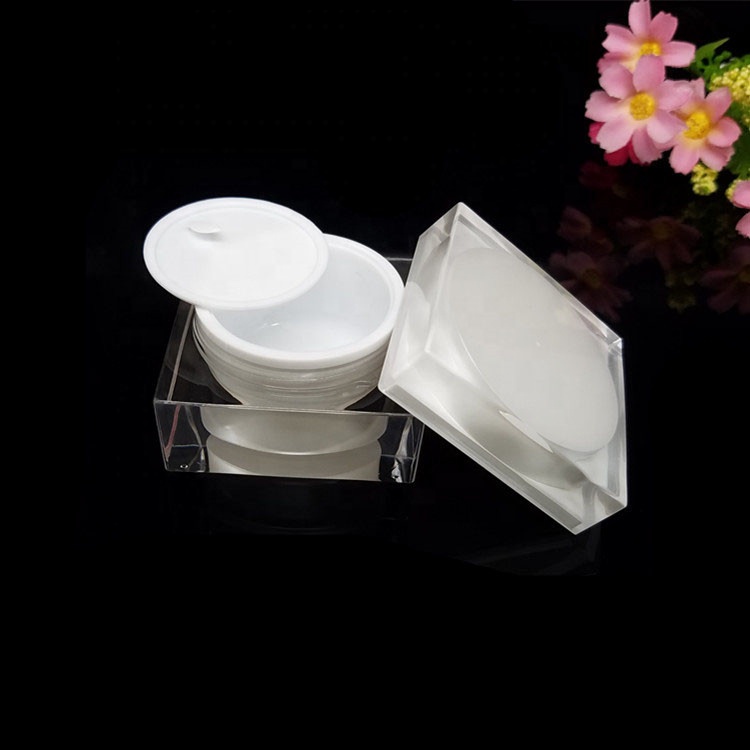 pearl white square beauty lip balm container 15g cream jar 30g 50g cosmetic scrub jar 80g