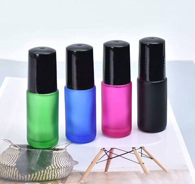 perfume essential oil 0.5ml 1ml 2ml 5ml 10ml 15ml 30ml colorful glass roller bottles with stainless roll on ball