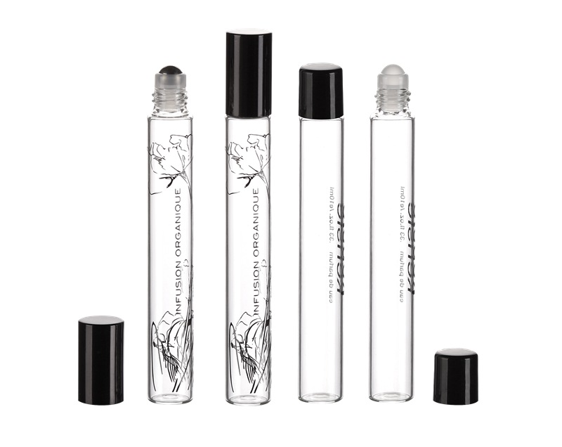 perfume glass bottle 10ml Roll On Bottles Roller Glass for Oil Lip with screen printing