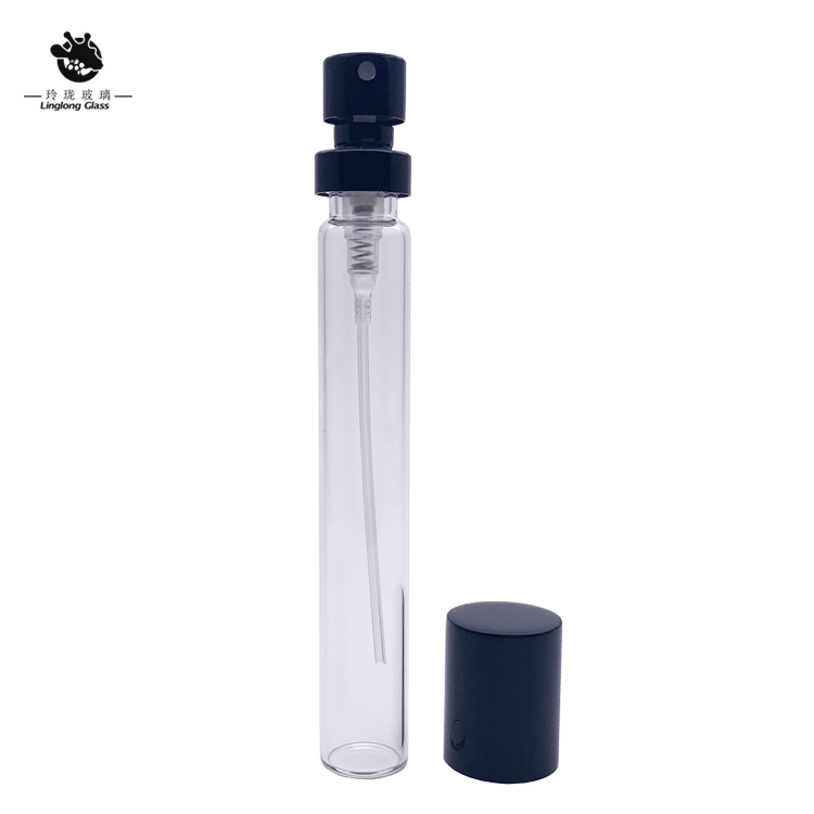 perfume glass bottles 10ml snap on neck perfume spray bottle with aluminum sprayer metal cap