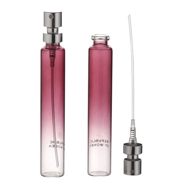 perfume glass bottles 10ml snap on neck perfume spray bottle with aluminum sprayer metal cap