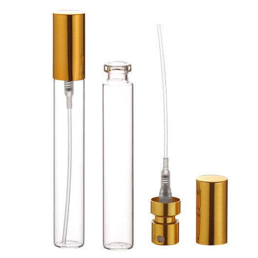 perfume glass bottles 10ml snap on neck perfume spray bottle with aluminum sprayer metal cap