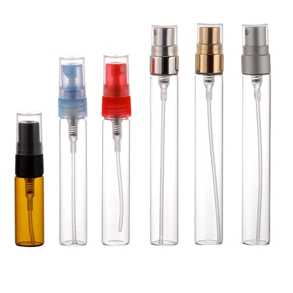 perfume spray bottles 10ml screw neck glass bottle metal pump plastic cap