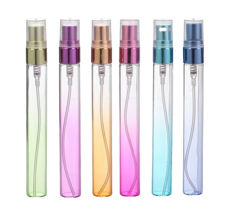 perfume spray bottles 10ml screw neck glass bottle metal pump plastic cap