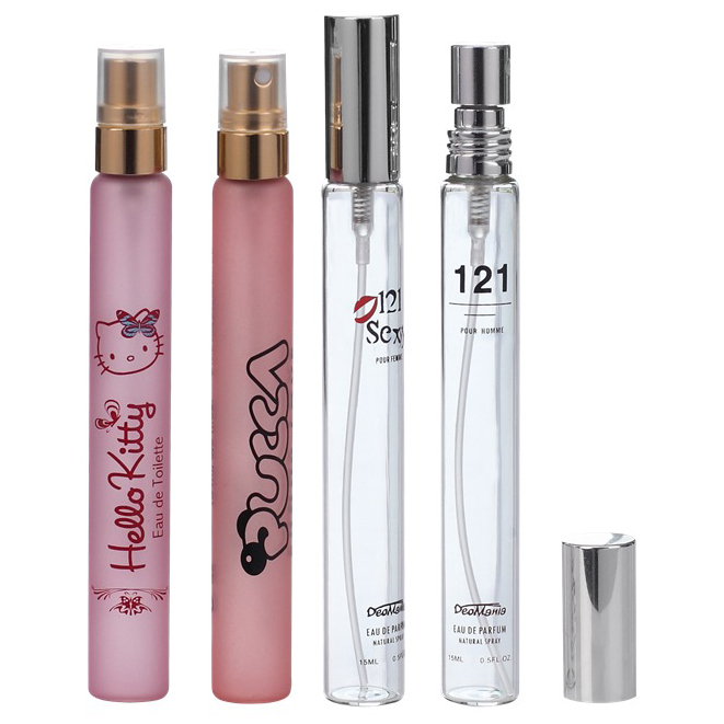 perfume spray bottles 10ml screw neck glass bottle metal pump plastic cap