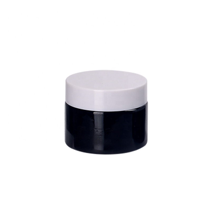 personal care 50g black glass cosmetic jar 50ml empty cream glass jar with wooden lid